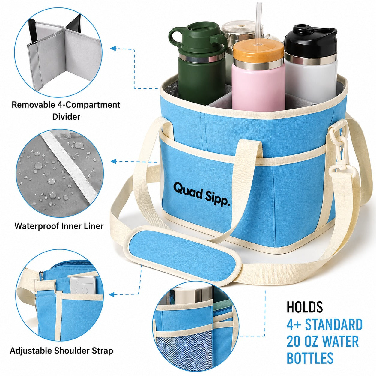 CarrySip™ 4-Cup Drink Carrier — Hands Free & Spill Proof